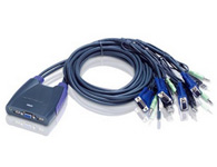 ATEN  CS64US   4端口USB KVM多电脑切换器；提供内建线缆、USB接口设备分享及可让用户获得最新版本的固件更新功能。