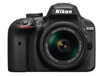 Nikon/尼康 D3400 18-55 单反相机   传感器：APS画幅（23.5*15.6mm）；有效像素：2416万；显示屏尺寸：3英寸；显示屏像素：92.1万像素液晶屏；连拍速度：支持（最高约5张/秒）；快门速度：1/4000至30秒；电池类型：锂电池；
