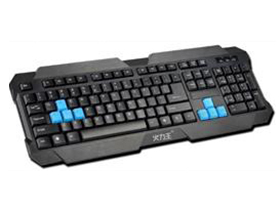 HK-97 蜘蛛侠Ⅲ 游戏键盘，
8个多媒体按键 
8个蓝色游戏按键，
中键帽设计，
镭雕字符，
中端游戏键盘
