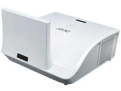 Acer U5313W    3100流明 	1280*800	10000:1 	7.2kg	反射式短焦，13厘米投射77英寸画面；2个HDMI接口、2个VGA输入接口；1个VGA输出接口、2个USB接口；内置双10W扬声器；具有RJ45接口；带有画面自动翻转；具备3D投影功能；
