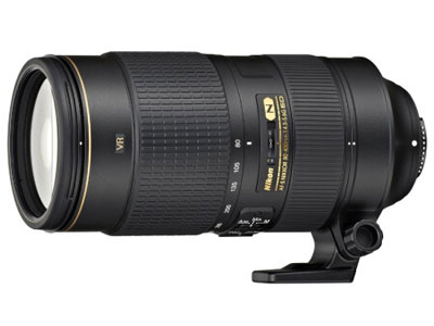 尼康镜头 AF-S 80-400mm f/4.5-5.6 G ED VR  卡口：尼康卡口品种：单反镜头类型：远摄变焦