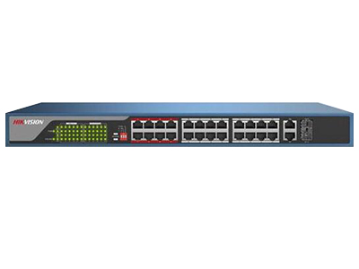 海康威视DS-3E0326P-S非网管POE交换机    DS-3E0326P-S非网管POE交换机支持24口百兆PoE电口，可通过网线直接供电，PoE自适应802.3af（15.4W）和802.3at（30W）标准，整机PoE最大输出功率为370W，通过普通的5类双绞线即可为AP、IP摄像头、IP电话等PoE受电设备同时传输电力和数据。
设备支持网络延长（EXTEND）模式，开启后，使用超五类及以上网线时，对应端口的数据传输和供电距离最远可达250米；PoE支持8芯供电技术，有效降低电源线路损耗；支持重要端口数据保障功能，对于重点区域的数据或视频，优