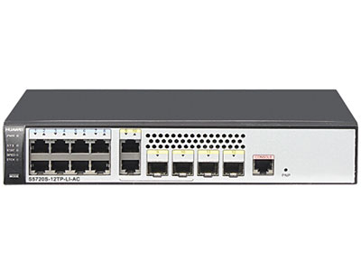 華為 S5720S-12TP-LI-AC 交換機 (8個10/100/1000Base-T以太網端口,4個千兆SFP,2個復用的10/100/1000Base-T以太網端口Combo,交流供電)
