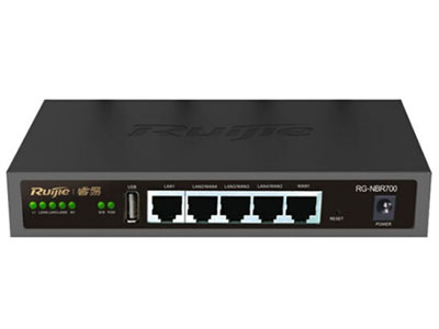 銳捷 RG-NBR700 上網行為管理路由器 5個百兆電口(4WAN/1LAN),1個USB端口，40-50人以下中小企業,支持無線控制器功能，可管理32臺RAP系列AP.
