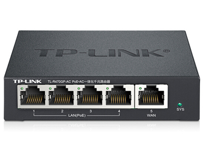 TP-LINK  TL-R470GP-AC  路由器 千兆，1WAN+4LAN，VPN+上网行为管理+上网审计+PPPOE服务器，可管理5台AP，整机输出功率54W，微信连Wi-Fi			
