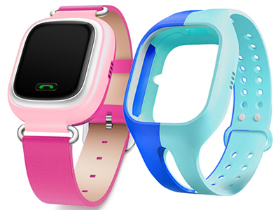 小天才电话手表Y01 经典版 皮革粉色 儿童智能手表360度安全防护 学生定位手机 儿童电话手表 +硅胶蓝表带