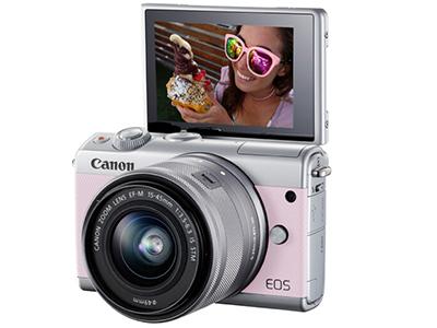 佳能微单 EOS M100（15-45镜头粉色套机）（2420万像素 触控翻转LCD 全像素双核对焦）