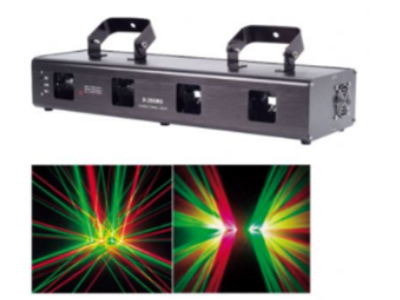 藝博 四頭激光 （可做紅綠，紅藍，或四色紅綠藍黃 LR-JGW004激光器類型：全固體半導體激光器
輸出功率:綠4