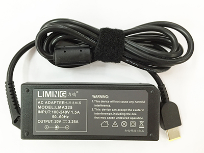 力鸣 适用联想笔记本电源适配器 20V3.25A方口针电源适配器