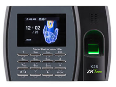 中控 指紋識別考勤機K28  指紋識別考勤設備 采用全新的IOT風格，簡約精致。采用2.8寸高清彩屏，全新的觸摸按鍵更富有科技感，大大提升用戶舒適度。該產品采用了中控智慧最新的BioID指紋頭，10.0指紋算法，能夠快速、高效地進行識別。標配USB-host、USB-Client，適應各種網絡環境，以及不同的客戶需求