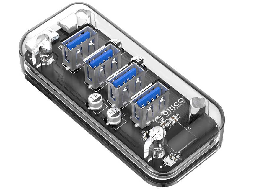 奥睿科 F4U-U3 4口USB3.0透明桌面集线器，双接口供电