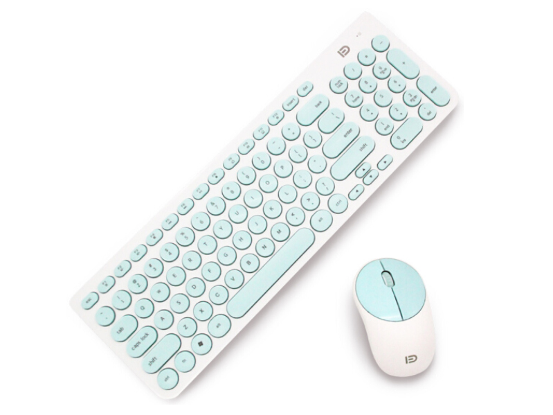 富德 ik6630无线键鼠套装 无线鼠标无线键盘套装 无线静音鼠标 办公键鼠套装 电脑笔记本家用套装 白绿