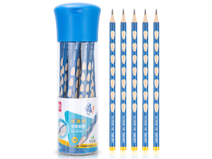 得力(deli)洞洞筆鉛筆 30支HB鉛筆三角桿易抓握 兒童矯姿鉛筆 學生練字筆58184