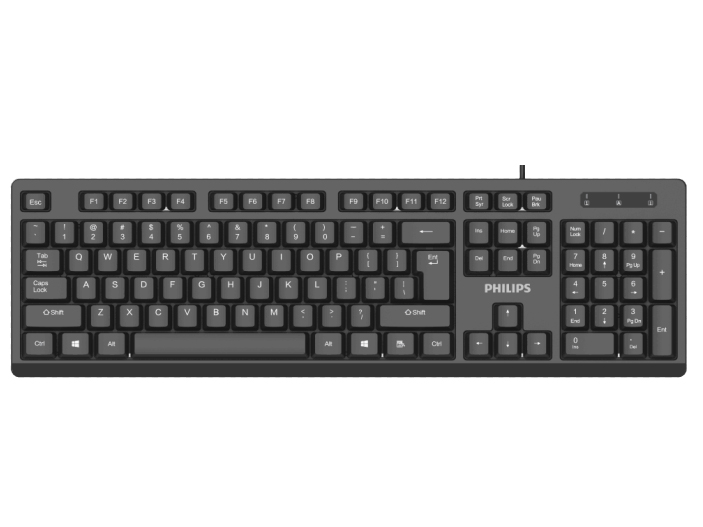 飞利浦 SPK6234 有线键盘 键盘键帽采用UV丝印不易掉色 键盘键帽高键帽，办公更舒适 按键寿命高达千万次