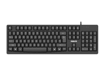 飞利浦 SPK6214 有线键盘 键盘键帽采用UV丝印不易掉色 键盘键帽高键帽，办公更舒适 按键寿命高达2000万次