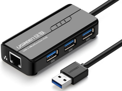 绿联（UGREEN）20266 USB3.0百兆网卡+ 3口USB 3.0 HUB集线器