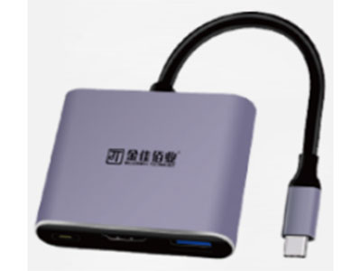 ”金佳佰业 贵族系列 Type-C 3合1 畅享款” ”1.Type-C/USB3.0+HDMI+PD.
2.标准USB3.0高速读写，轻松读写1T硬盘.
3.HDMI接口：支持4K/30Hz，音视频同步.
4.PD接口：60W大功率，边工作边供电.
5.即插即用，支持热插拔，铝合金外壳，散热快”
