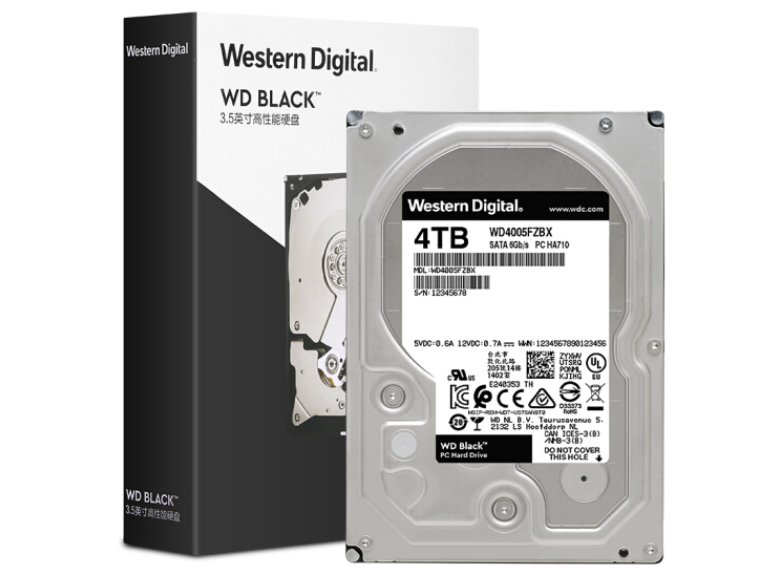 西部數據(WD)黑盤 4TB SATA6Gb/s 7200轉256M 臺式游戲硬盤(WD4005FZBX)