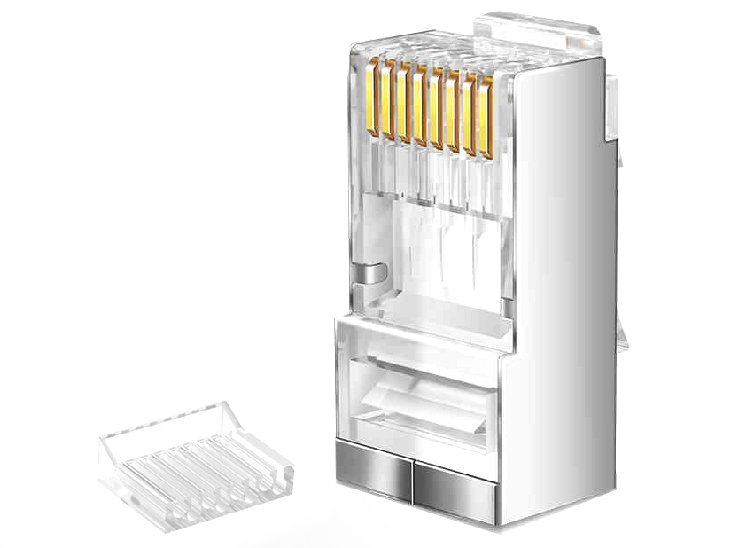 奥卡斯 CAT6A 超六类屏蔽水晶头 采用锌合金外壳；优质阻燃PC