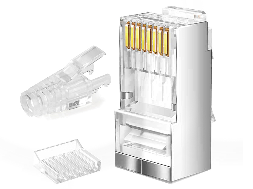 奥卡斯 CAT6A 超六类屏蔽水晶头采用锌合金外壳；优质阻燃PC
