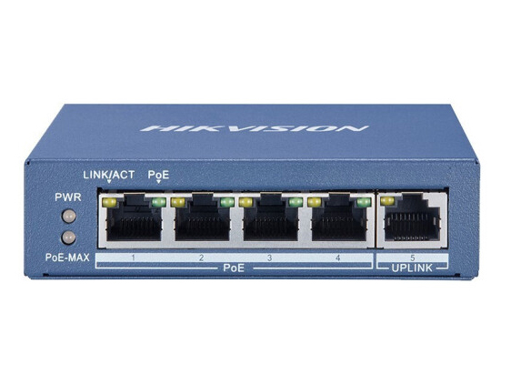 海康威视（HIKVISION) 8口百兆Web网管型poe交换机网络监控交换器家用网线分流分线器 DS-3E1105P-E(高功率版)4口