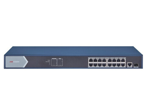 海康威视（HIKVISION) 8口千兆Web网管型poe交换机网络监控交换器家用网线分流分线器 DS-3E1518P-E(高功率版)16口