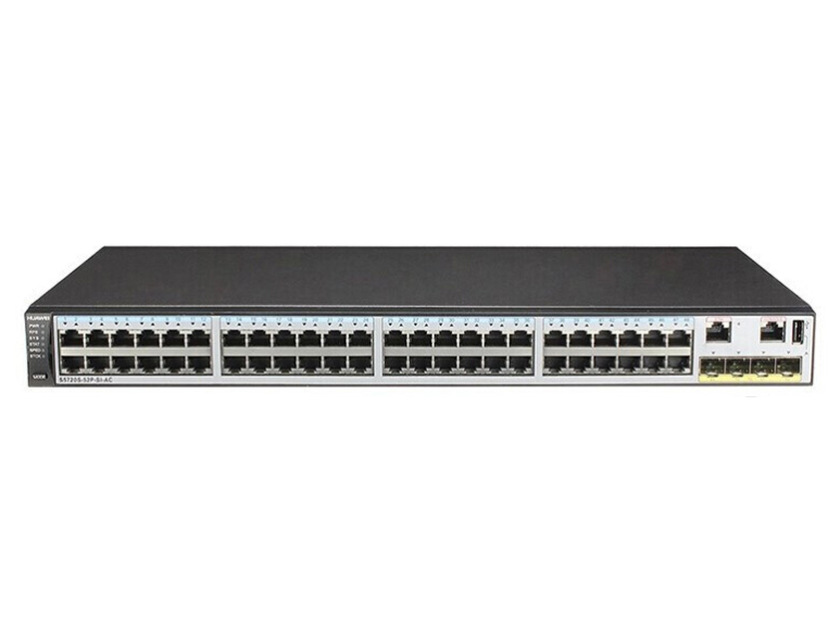 华为S5720S-52P-SI-AC 千兆以太网交换机 应用层级：三层；背板带宽：336Gbps/3.024Tbps；包转发率：132Mpps