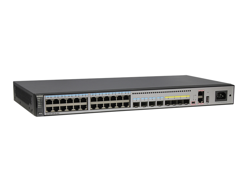 华为S5720-32X-EI-24S-AC 交换机 企业级；背板带宽：598Gbps；包转发率：222Mpps；VLAN支持：支持VLAN功能