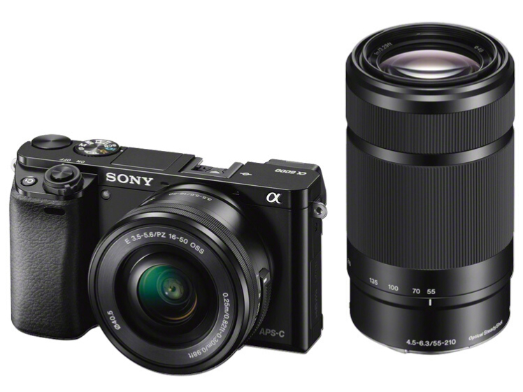 索尼（SONY） Alpha 6000 APS-C画幅微单数码相机 SELP1650+SEL55210双镜头套装 黑色（A6000/α6000）