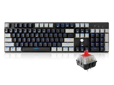 黑峡谷 GK706 机械键盘 有线键盘 游戏键盘 104键 蓝色背光键盘 龙华MX轴体