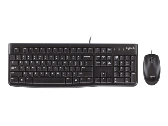  罗技（Logitech）MK120 有线键鼠套装 USB电脑台式机笔记本通用游戏办公键鼠套装 全尺寸 MK120黑色