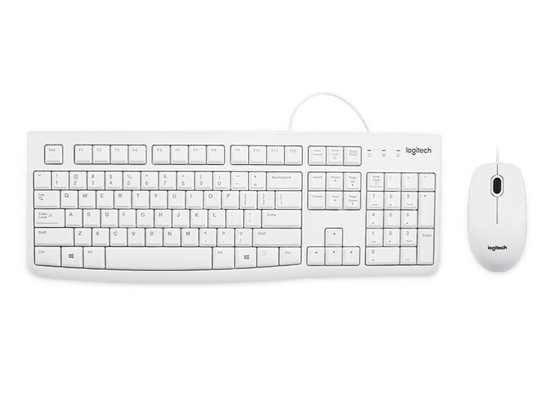 罗技（Logitech）MK120 有线键鼠套装 USB电脑台式机笔记本通用游戏办公键鼠套装 全尺寸 MK120白色