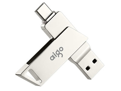 爱国者（aigo）16GB Type-C USB3.1 手机U盘 U350 银色 双接口手机电脑两用
