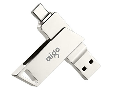 爱国者（aigo）32GB Type-C USB3.1 手机U盘 U350 银色 双接口手机电脑两用