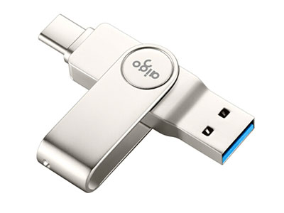 爱国者（aigo）64GB Type-C USB3.1 手机U盘 U356炫酷高速款 银色 双接口手机电脑用