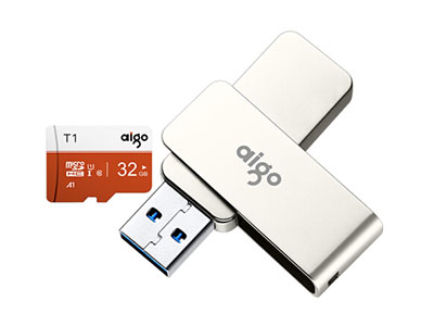 爱国者（aigo）32GB USB3.0 高速金属旋转U盘+32GB高速TF卡