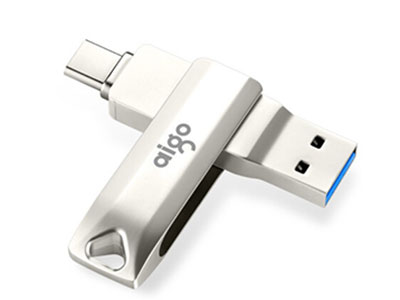 爱国者（aigo）256GB Type-C USB3.1 手机U盘 U351高速读写款 银色 双接口手机电脑用