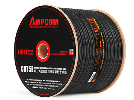 安普康AMPCOM超五類室外網線防水抗曬耐寒非屏蔽無氧銅芯工程專用寬帶連接線0.512mm工程級箱線305米