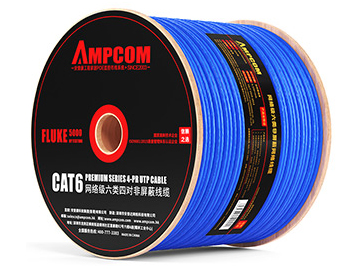 安普康AMPCOM 六類網線0.55mm 無氧銅芯CAT6類8芯雙絞線 非屏蔽寬帶線線工程箱線POE供電305米 AMC655305