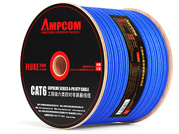 安普康(AMPCOM)六類網線【工程版0.57mm無氧銅芯】CAT6千兆非屏蔽家裝網絡寬帶布線 305米/箱 AMC657305(BU)