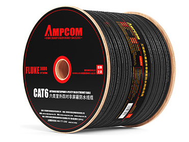 安普康AMPCOM六類室外網線 防水抗曬耐寒 非屏蔽無氧銅芯工程高速網線0.57mm工程級箱線305米