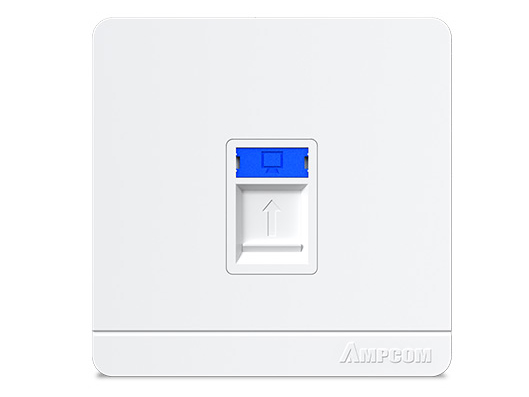 安普康AMPCOM白色單口面板+鋅合金七類屏蔽免打網絡模塊