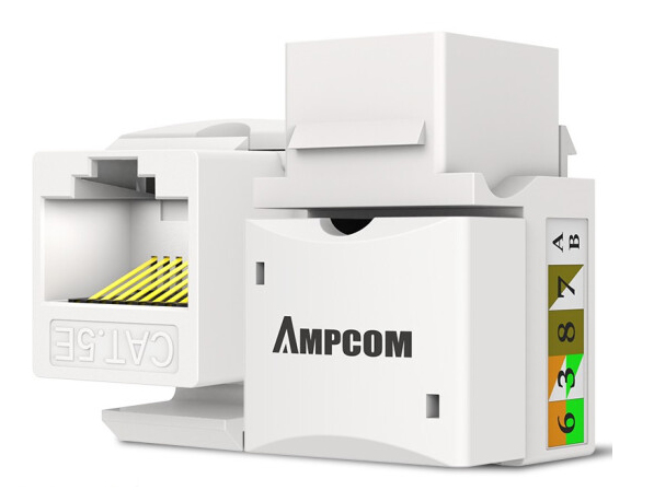 安普康AMPCOM超五類非屏蔽網絡模塊非免打RJ45千兆電腦網線插座連接器水路由器電腦辦公寬帶接口AMCAT5E08