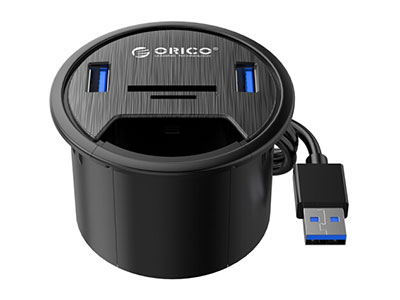 奥睿科（ORICO）USB3.0分线器桌洞式高速传输 多接口HUB 扩展USB3.0*2+SD&TF 转接头转换器