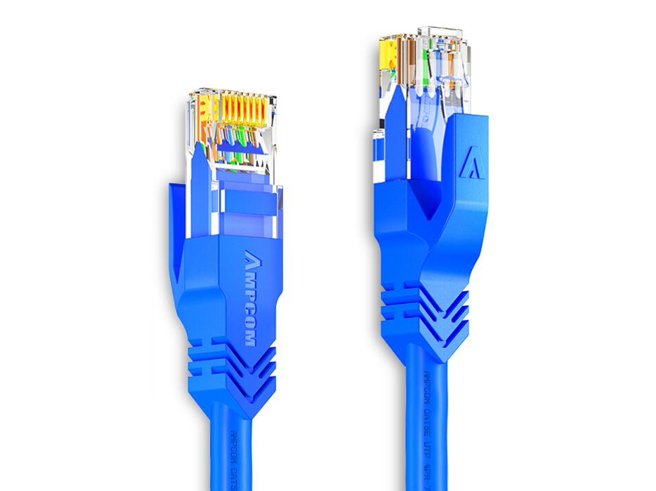 安普康AMPCOM超五類網線RJ45家用網絡跳線非屏蔽Cat5e辦公電腦寬帶連接線8芯雙絞線 家裝商用超五類UTP【藍色