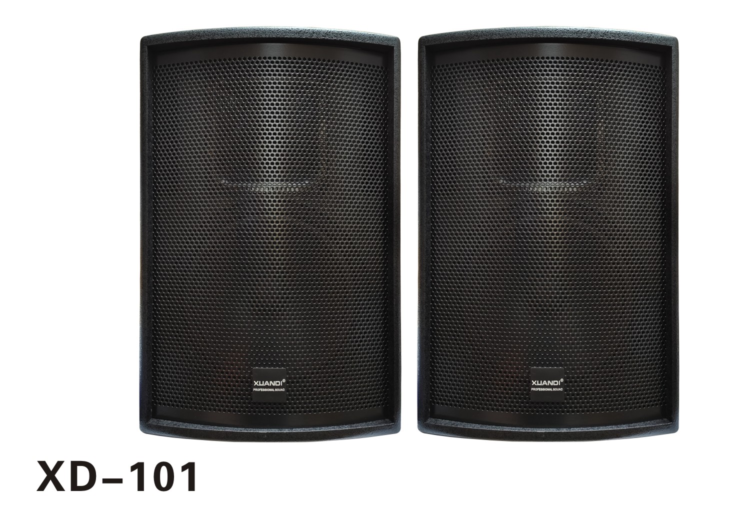 XUANDI炫笛  10专业音响单元组成Components: 10＂LF+1.0＂HF 频率响应Frequency Response(±3dB)：60Hz-20kHz 灵敏度Sensitivity(SPL1W/1M)：97dB 标称阻抗Nominal Impedance：8Ω 额定功率(AES)：200W/峰值功率Peak Power：400W  指向性Dispersion(H×V)：110°×45° 最大声压级MAX SPL@1m：121dB  分频点Crossover：2.4kHz 连接插座Connector：2×Speakon NL4( +1/-1) 吊挂硬件Rigging：13×M8吊点、1×底托 板材材质Enclosure Material：高强度中纤夹板 表面漆色Color：加硬黑色油性漆 面罩Grille：黑色钢网