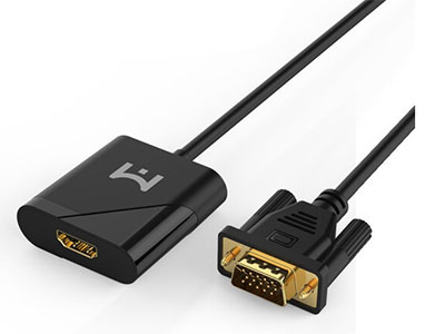 夢田  VGA轉HDMI轉換器帶音頻帶供電高清視頻轉接頭筆記本臺式連接機頂盒顯示器投影儀 
