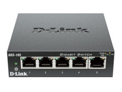 友讯D-LINK DGS-105 5口全千兆交换机钢壳 分线器1000M网络监控组网 全千兆铁壳交换机5口家用高速千兆交换