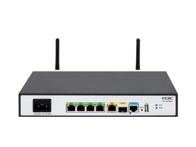 华三MSR900-E-W1*千兆电+1*SFP(WAN)、4*千兆电(LAN/WAN)；1*USB2.0 支持3G/4G Modem扩展；支持WLAN、802.11b/g/n
