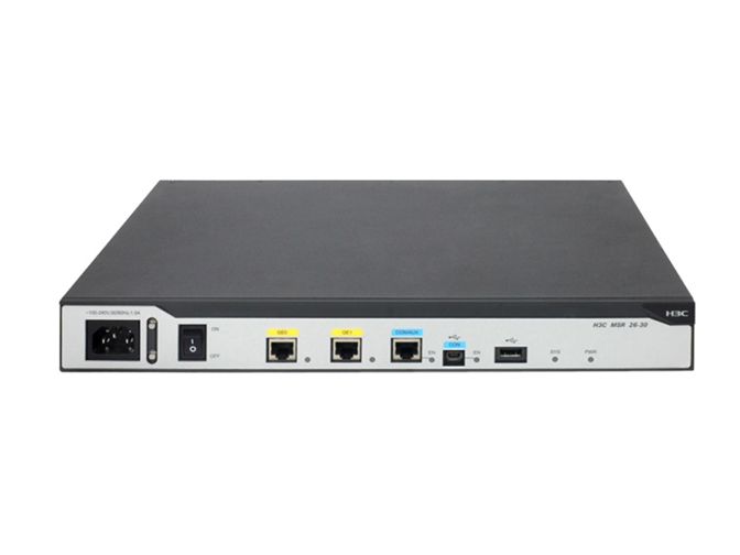 華三MSR 2630-WiNet2*GE(WAN);1*USB2.0 支持3G Modem擴展；1*CON MINI-USB AB；3*SIC+1*DSIC擴展槽；

